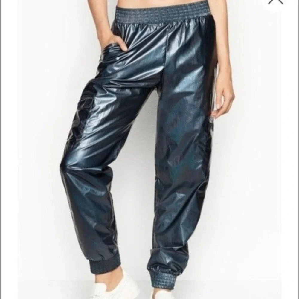Shine Jogger Pants Shimmer Navy Blue‎ Grey XS